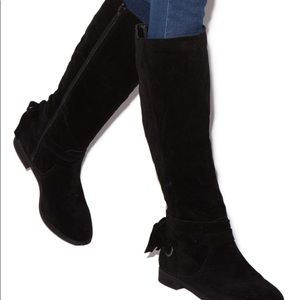 Black Suede High Knee Boots, Size 7